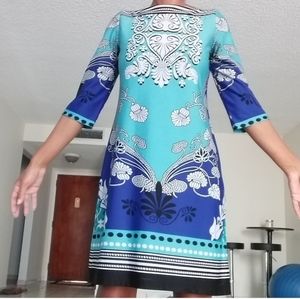 Sweet floral print blue dress